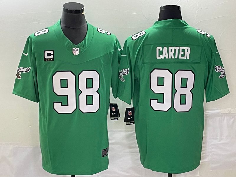 Men Philadelphia Eagles 98 Carter Green Nike Throwback Vapor Limited NFL Jerseys